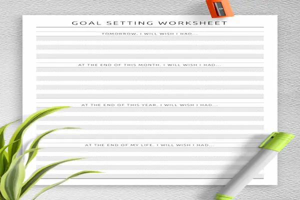 goal setting worksheet for life